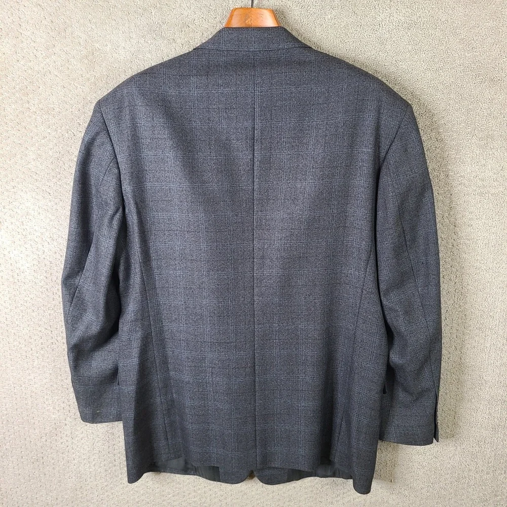 Vintage Calvin America‎ Jacket Mens 42R Gray Blue Plaid Blazer Wool Super 100s